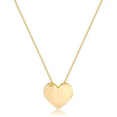 65690---Conjunto-de-Brinco-e-Colar-de-Coracao-Liso-Banhado-a-Ouro-18k--2ª-